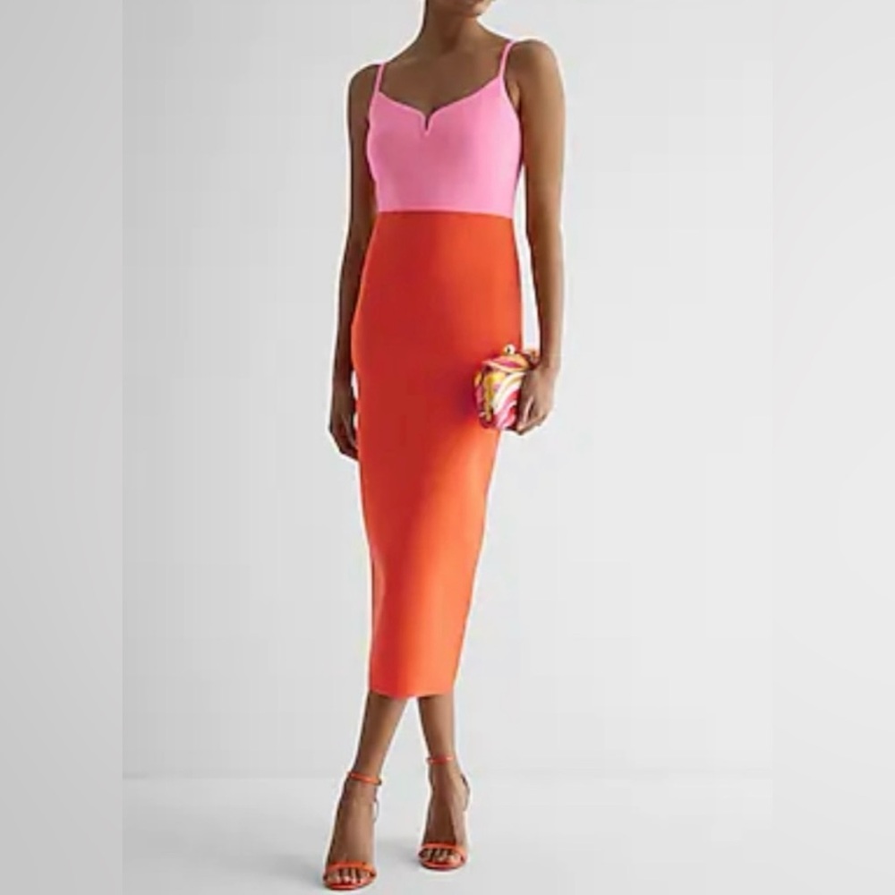 Express pink and orange bodycon dress size small